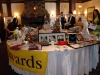 table full of items like photos and gift bags