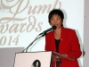 women speaking at podium