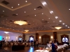 Banquet hall and silent auction tables.