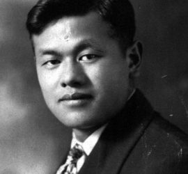 portrait of chinese nam in formal attire in black and white