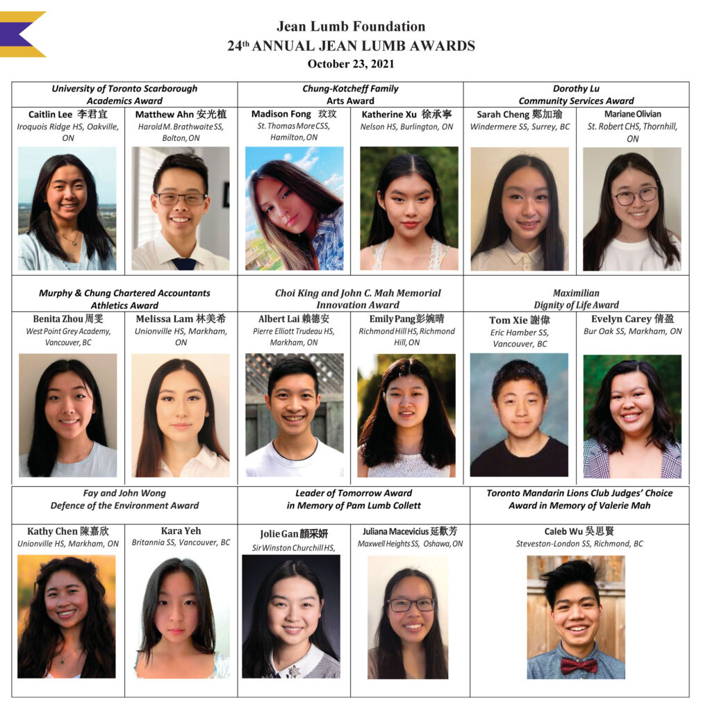 2021 Jean Lumb Foundation Award Winners